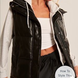 Abercrombie Vegan Leather Puffer Vest